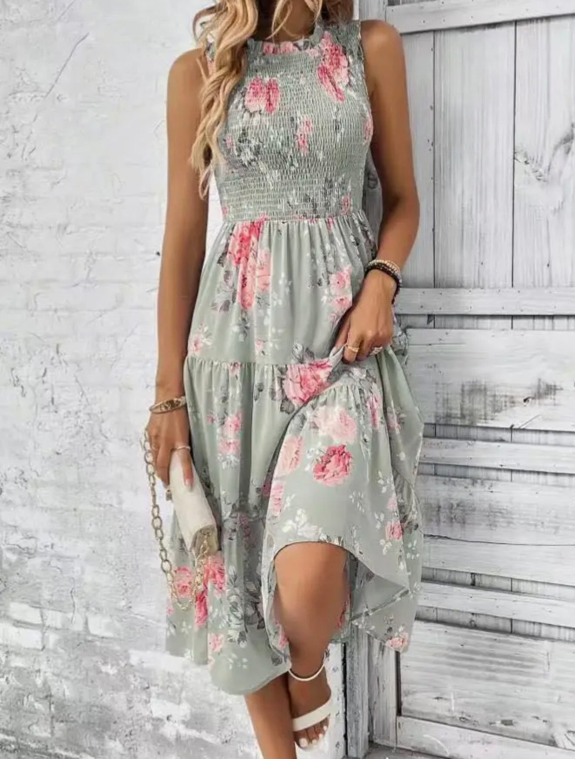 Floral Tiered Midi Dress
