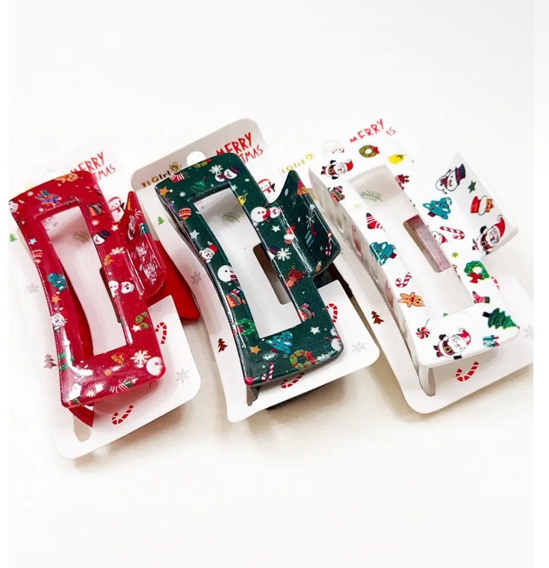 Christmas Rectangle Claw Clip