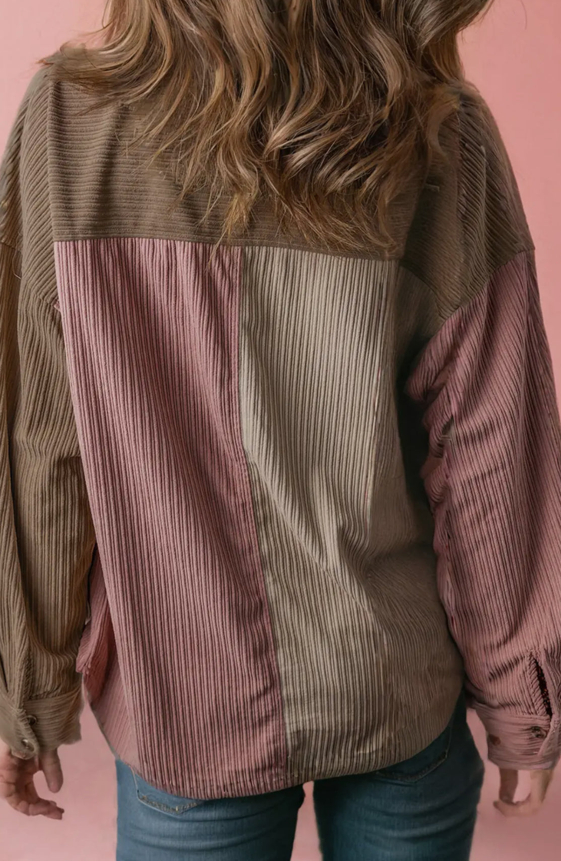 Colorblock Textured Button Shacket