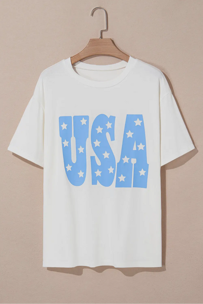 USA Star Crewneck Tee-Plus Size!