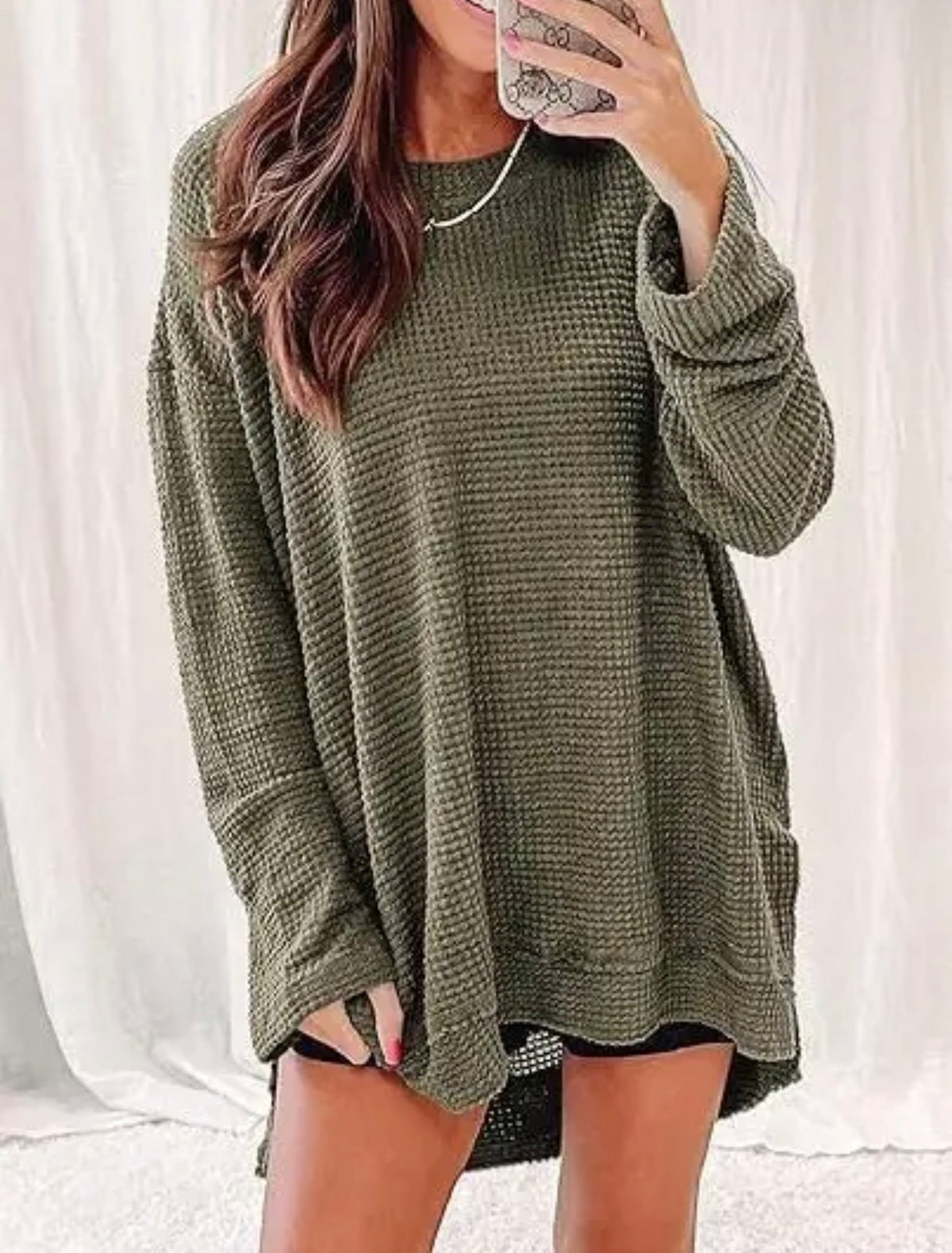 Oversized Waffle Knit Top