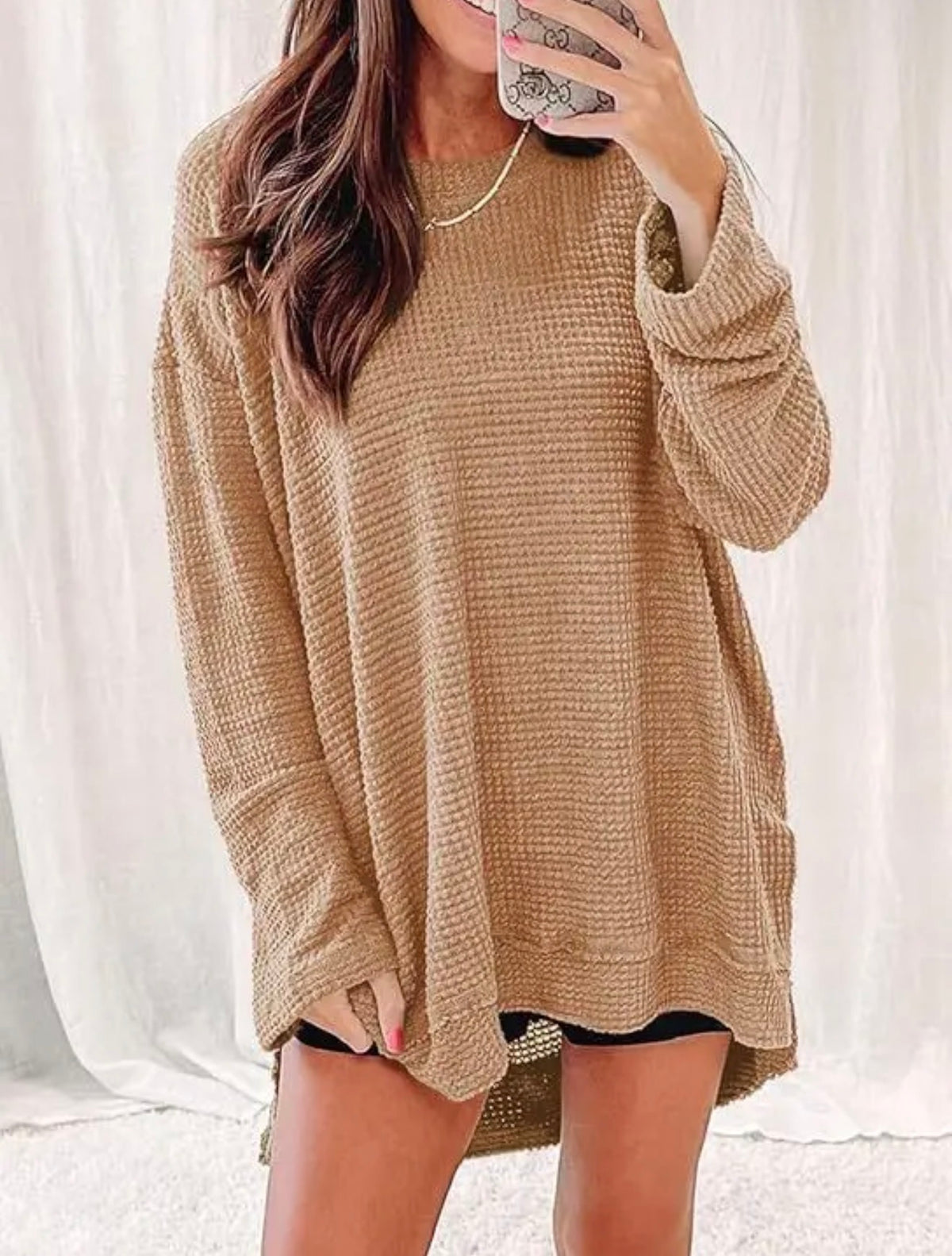 Oversized Waffle Knit Top