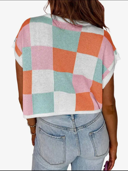 Checkered Knit Sweater