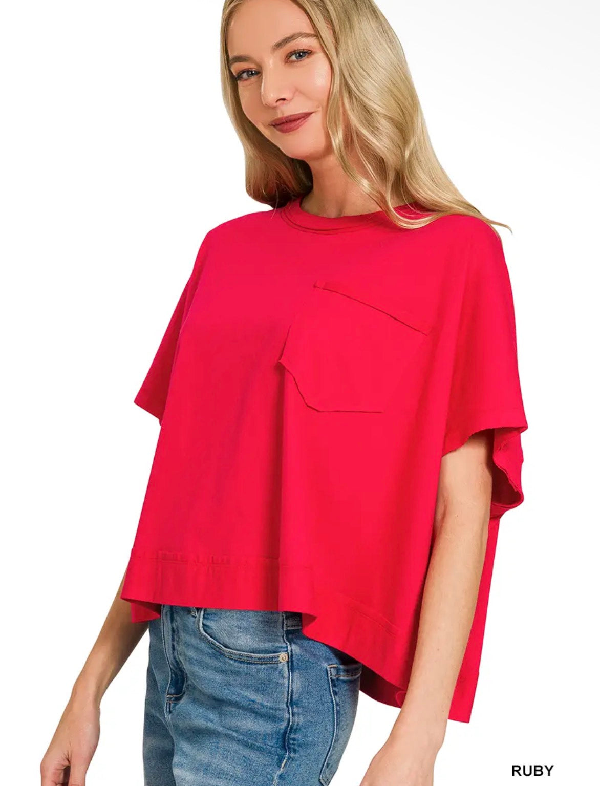 Zenana Exposed Seam Boxy Top