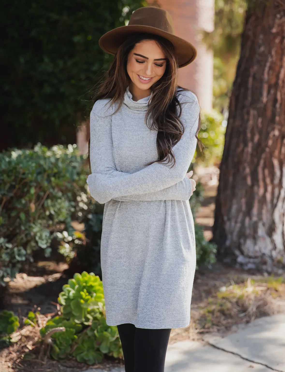 Cowl Neck Long Sleeve Dress