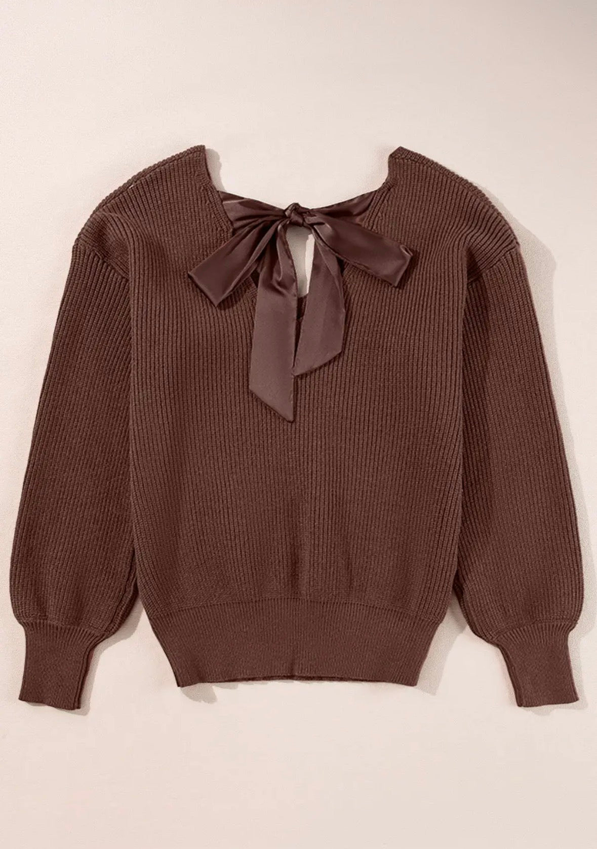 Lantern Sleeve Bow Back Sweater