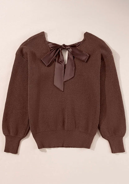 Lantern Sleeve Bow Back Sweater
