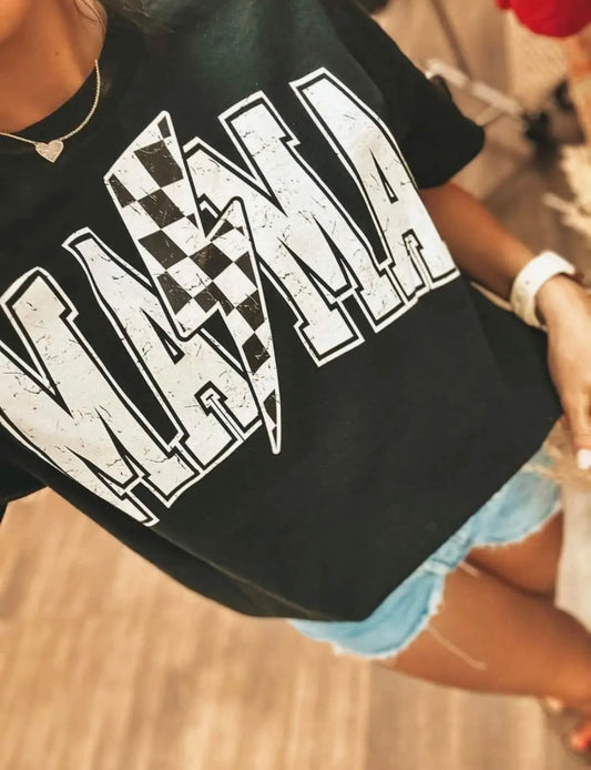 Checkered Mama Tee