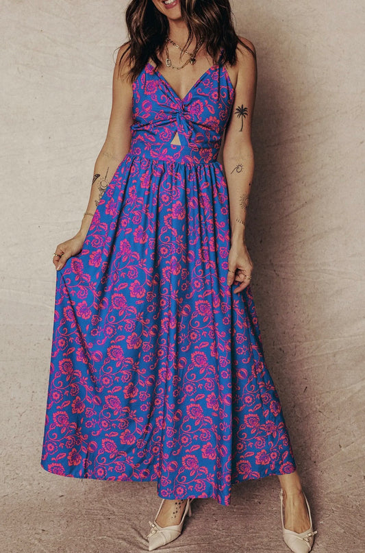 Twisted V-Neck Backless Dress