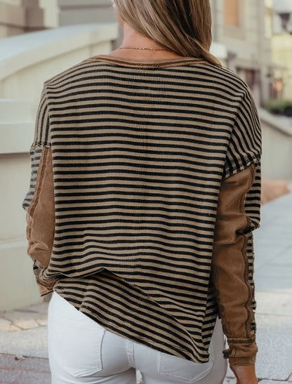Striped Patchwork Long Sleeve Top