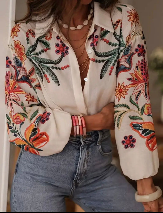 Women’s Floral Print Button Up