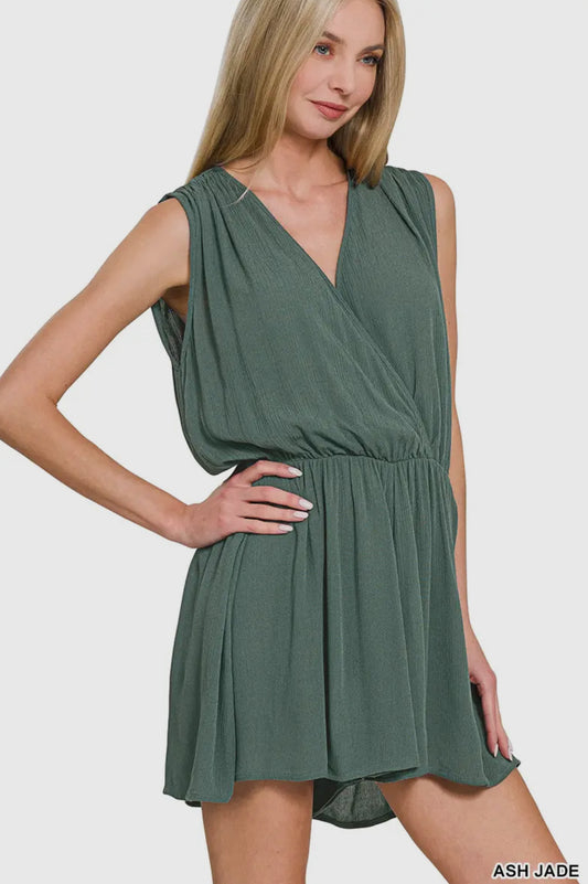 Elastic Waist Tie Back Romper
