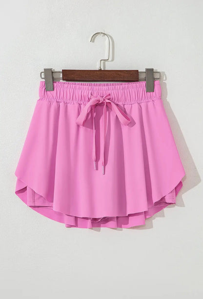 Drawstring Elastic Waist Tennis Skort