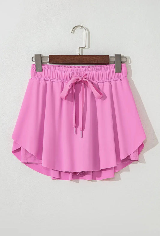 Drawstring Elastic Waist Tennis Skort
