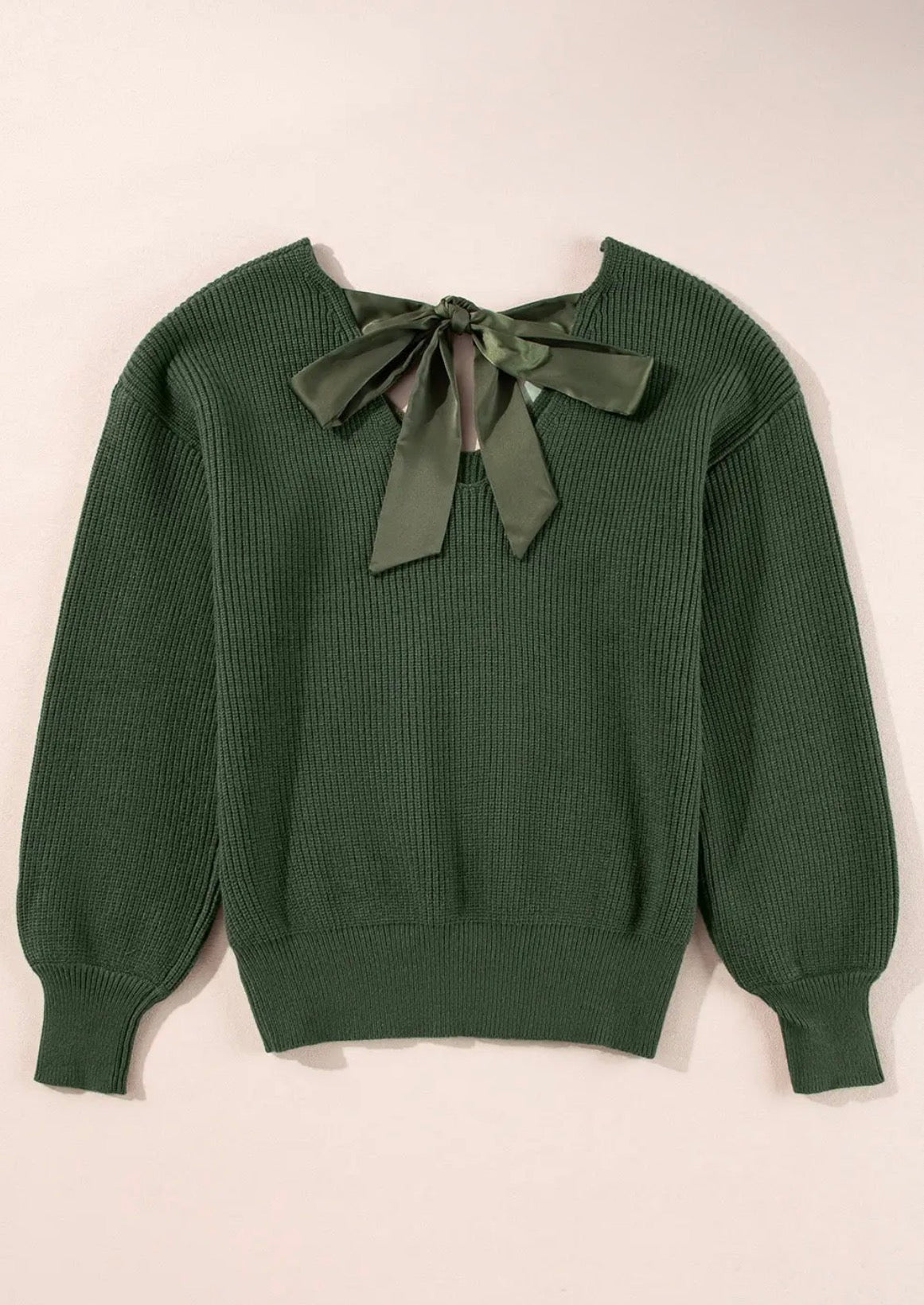 Lantern Sleeve Bow Back Sweater