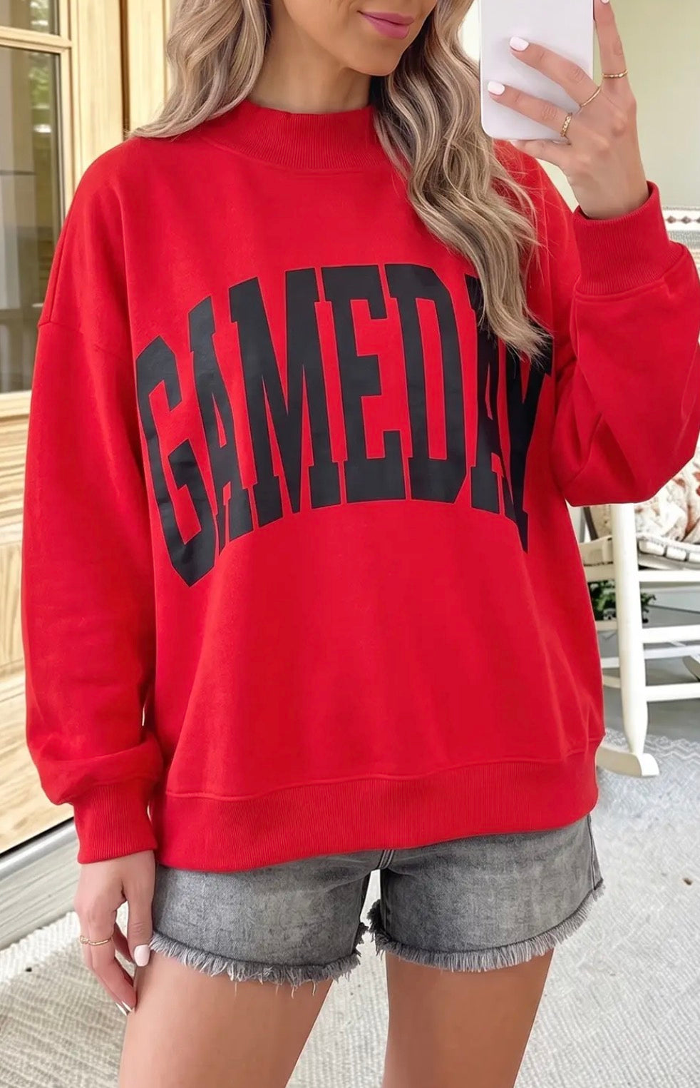 Game Day/Checkered Reversible Mock Neck Sweatshirt