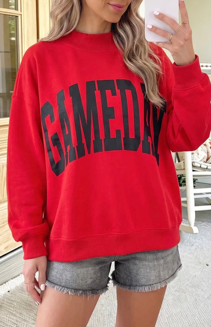 Game Day/Checkered Reversible Mock Neck Sweatshirt