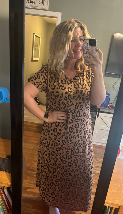 Leopard Relaxed Round Hem Maxi Dress