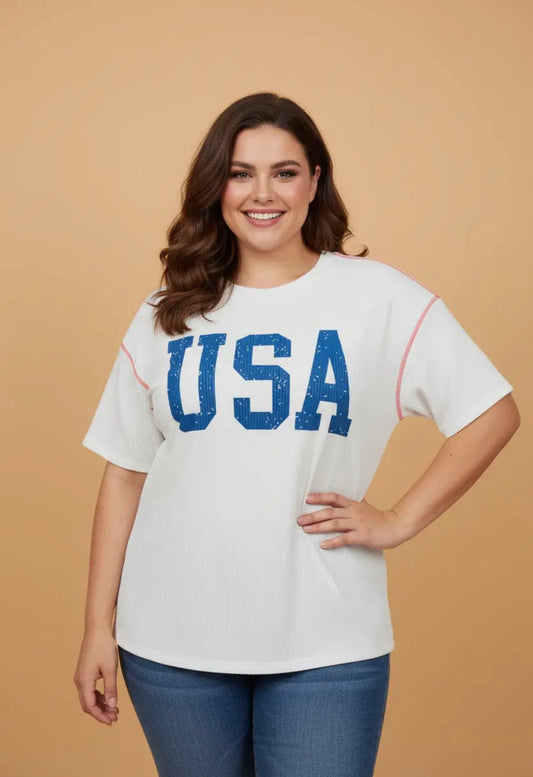 Corded USA Tee-Plus Size!