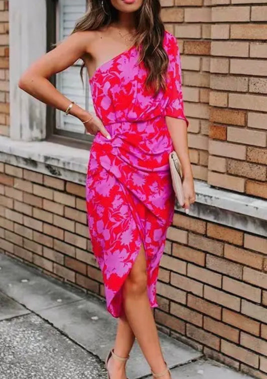 Floral One Shoulder Dress