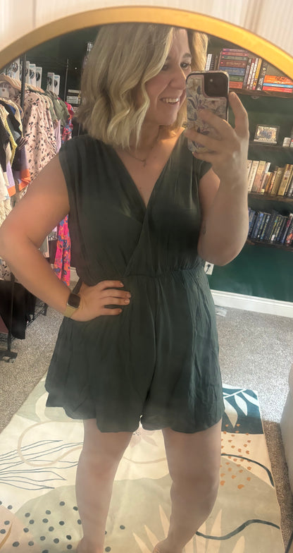 Elastic Waist Tie Back Romper