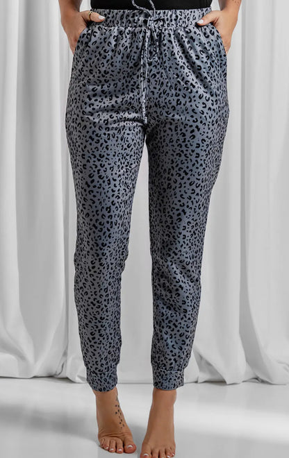 Leopard Elastic Waist Joggers