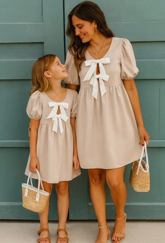 Mommy & Me Tie Front Babydoll Dress-Kids