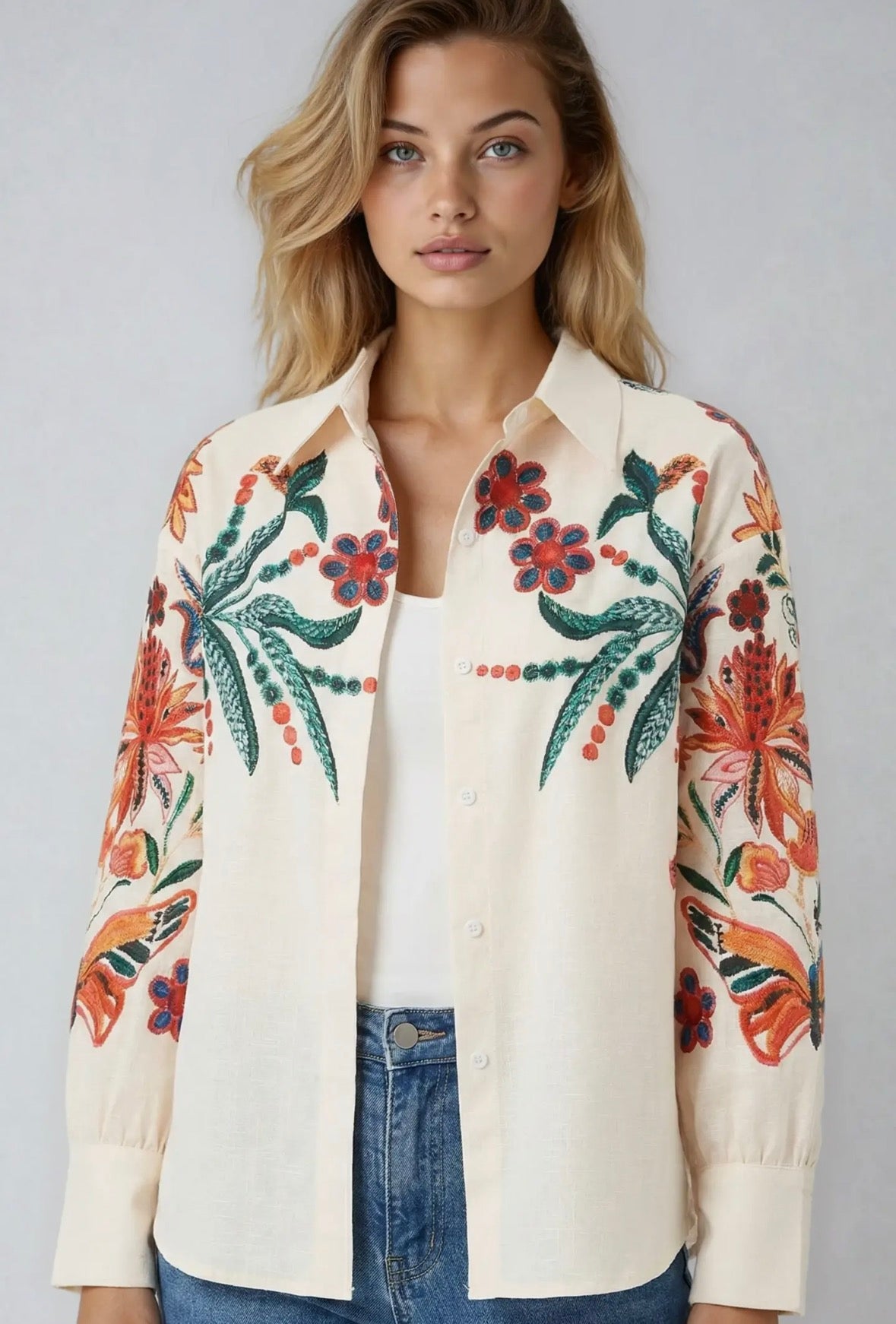 Women’s Floral Print Button Up