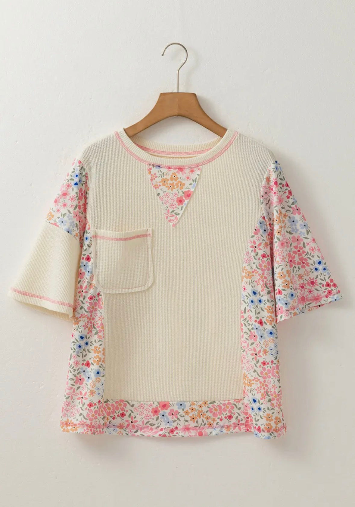 Floral Pocket Wide Sleeve Top