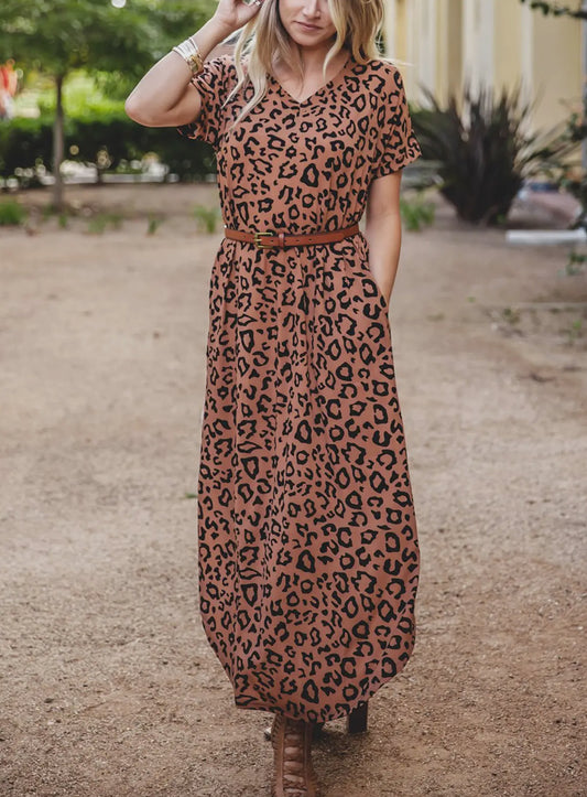Leopard Relaxed Round Hem Maxi Dress