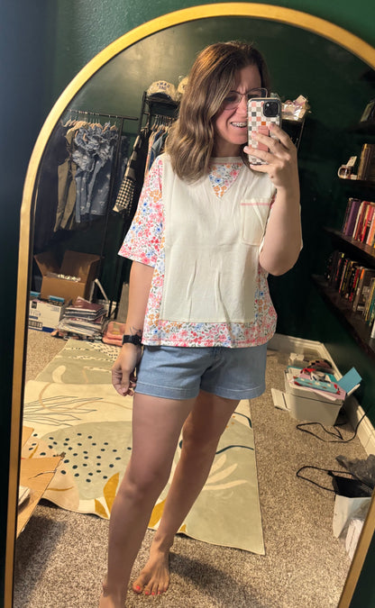Floral Pocket Wide Sleeve Top