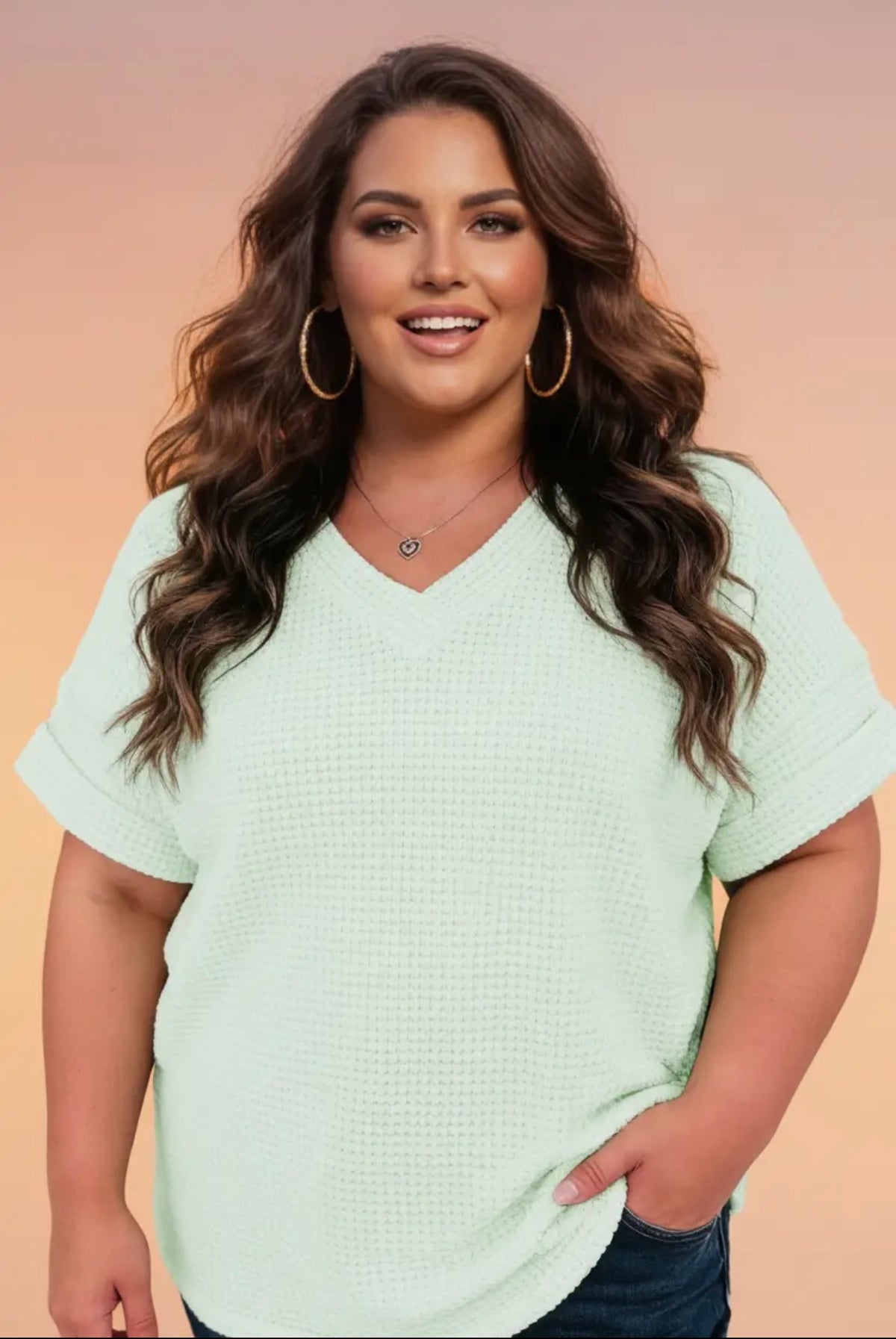 Plus Waffle Knit Top