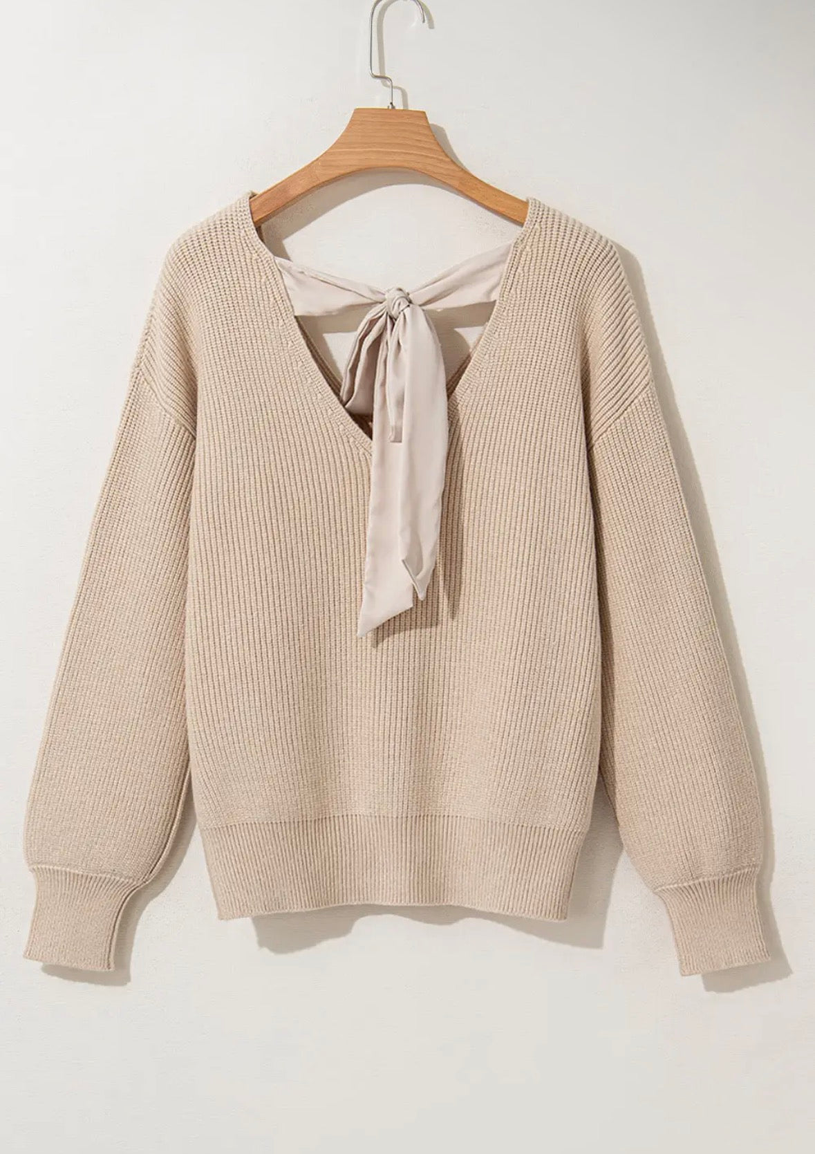 Lantern Sleeve Bow Back Sweater