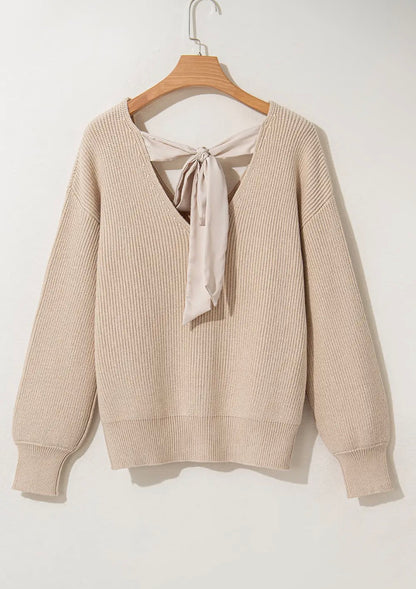 Lantern Sleeve Bow Back Sweater