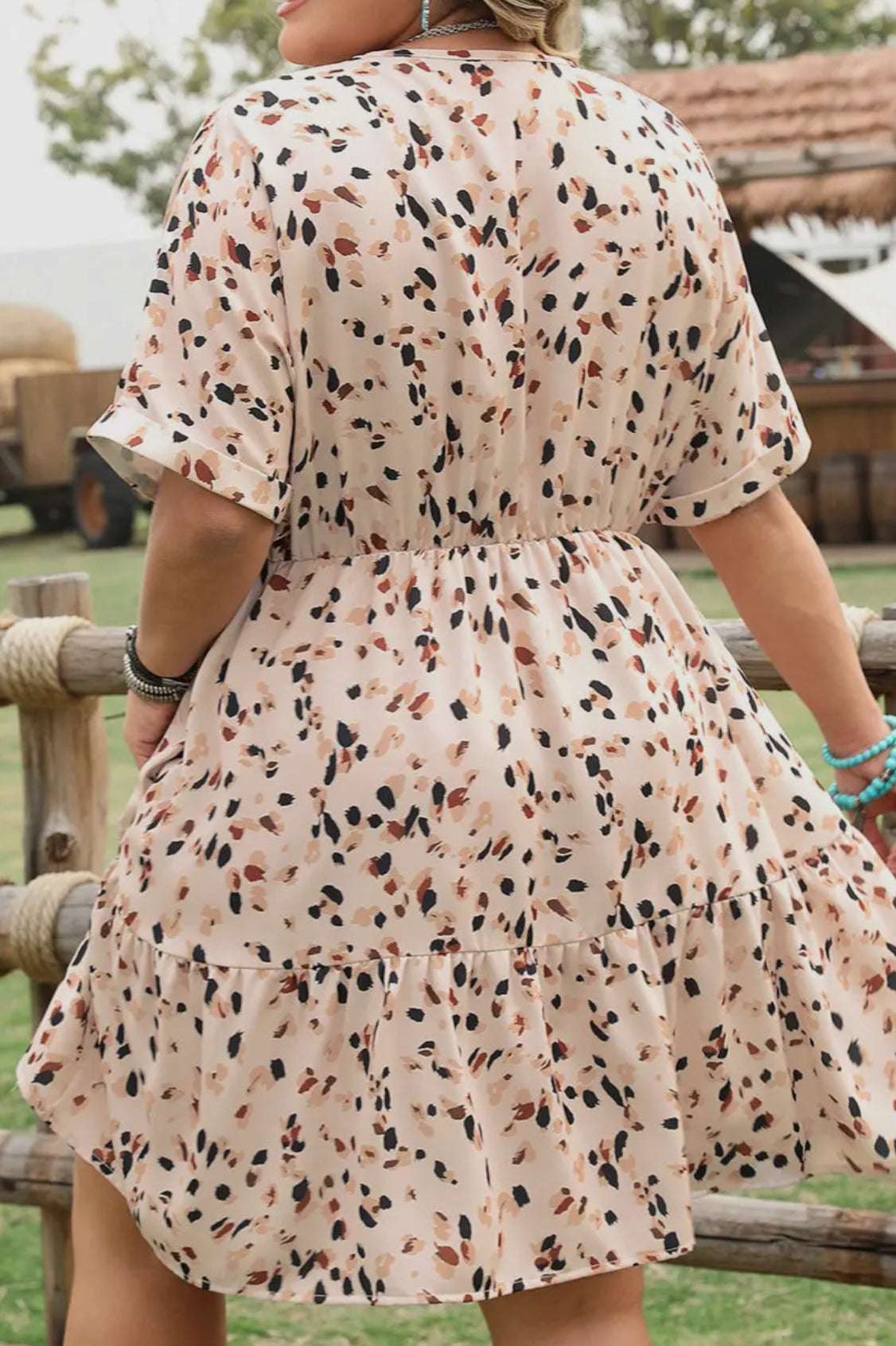 Empire Waist Dotted Dress-Plus Size!