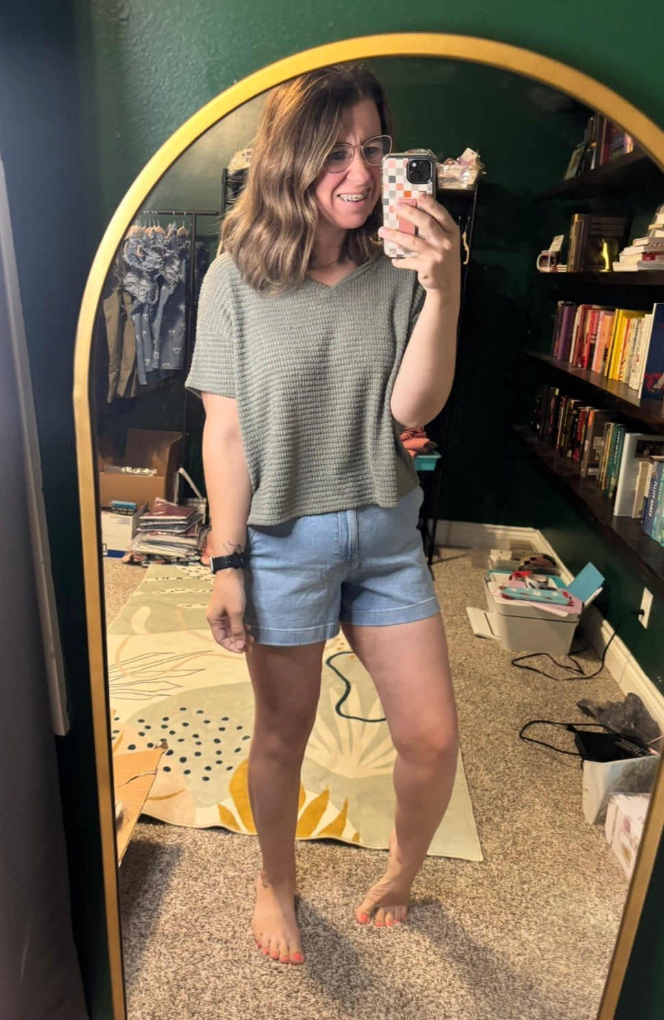 Textured V-Neck Top