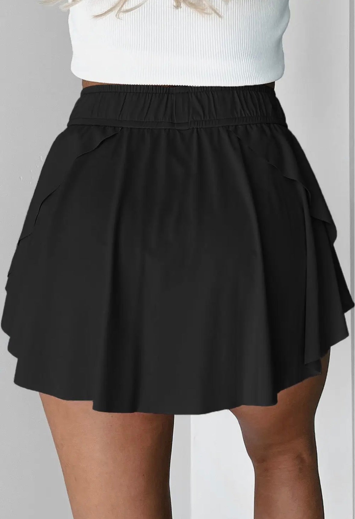 Drawstring Elastic Waist Tennis Skort