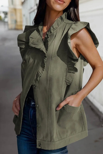 Olive Denim Vest