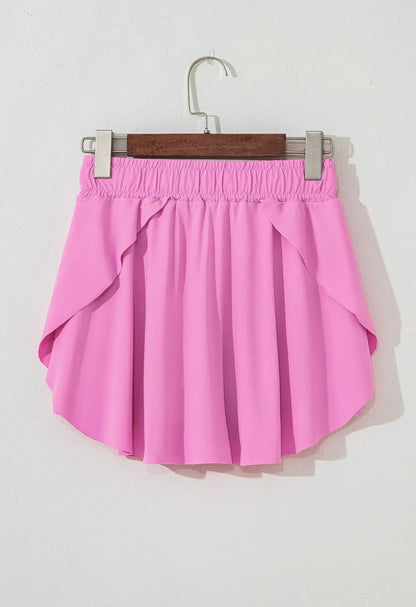 Drawstring Elastic Waist Tennis Skort