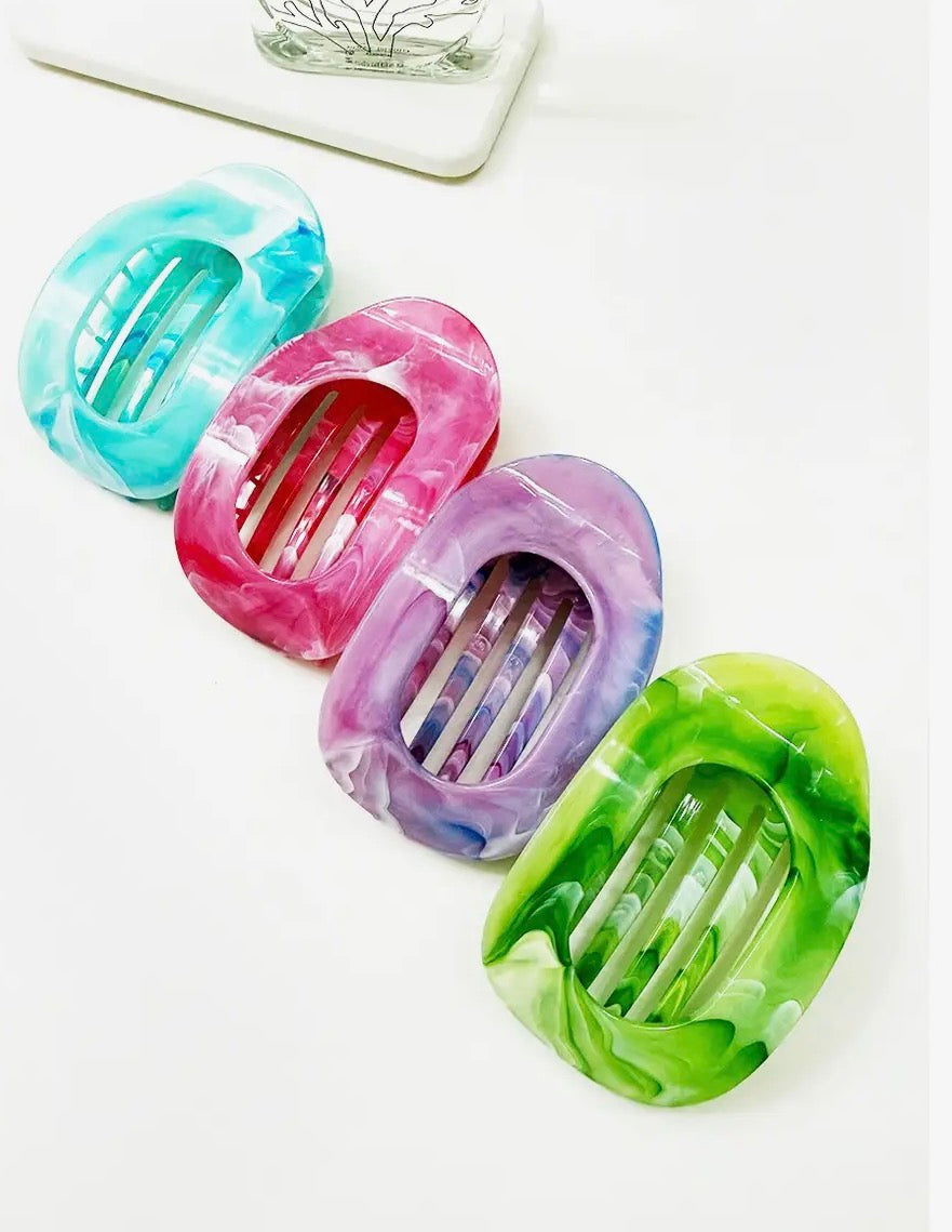 Flat Marble Claw Clips