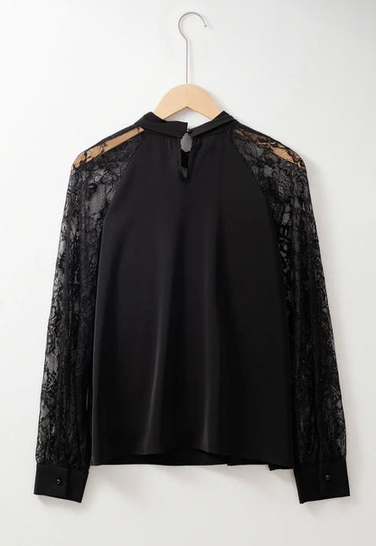 Keyhole Back Lace Sleeve Top