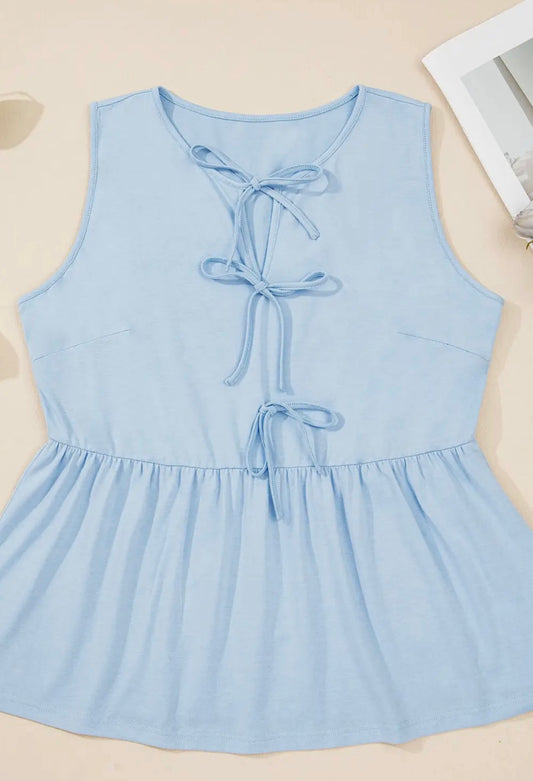 Tie Front Peplum Tank-Plus Size!