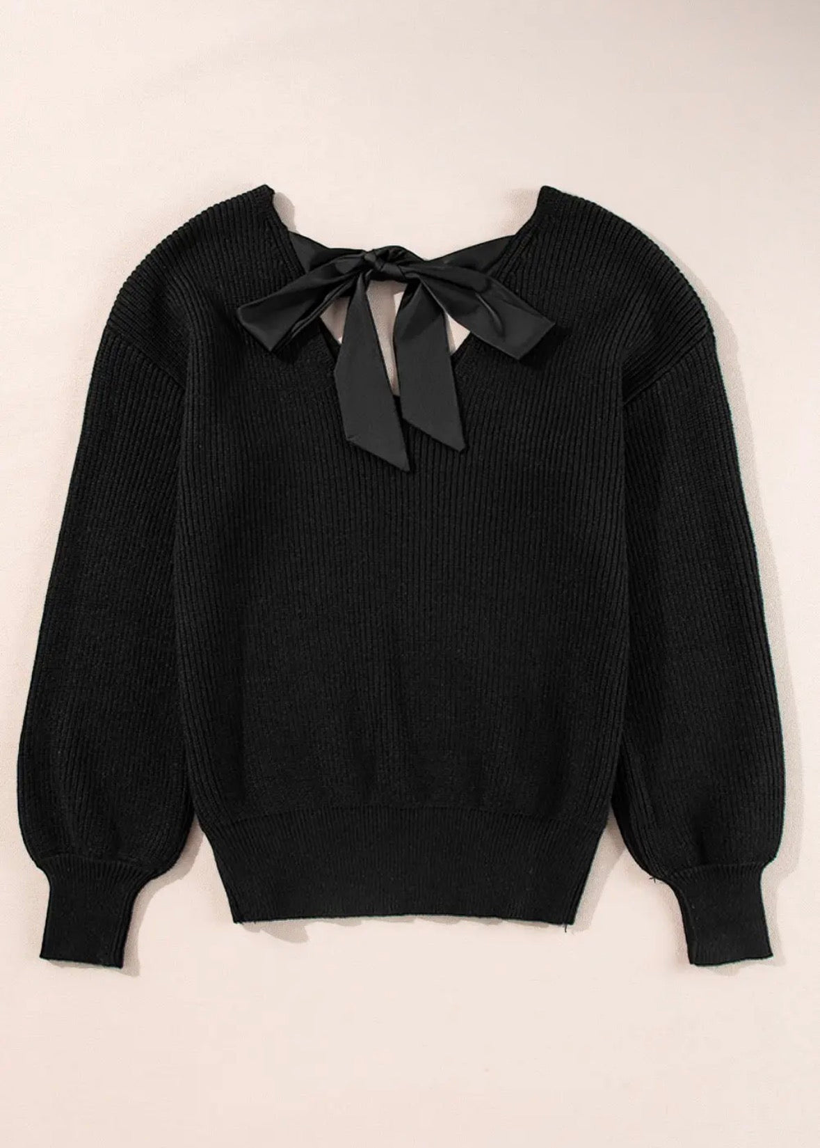 Lantern Sleeve Bow Back Sweater