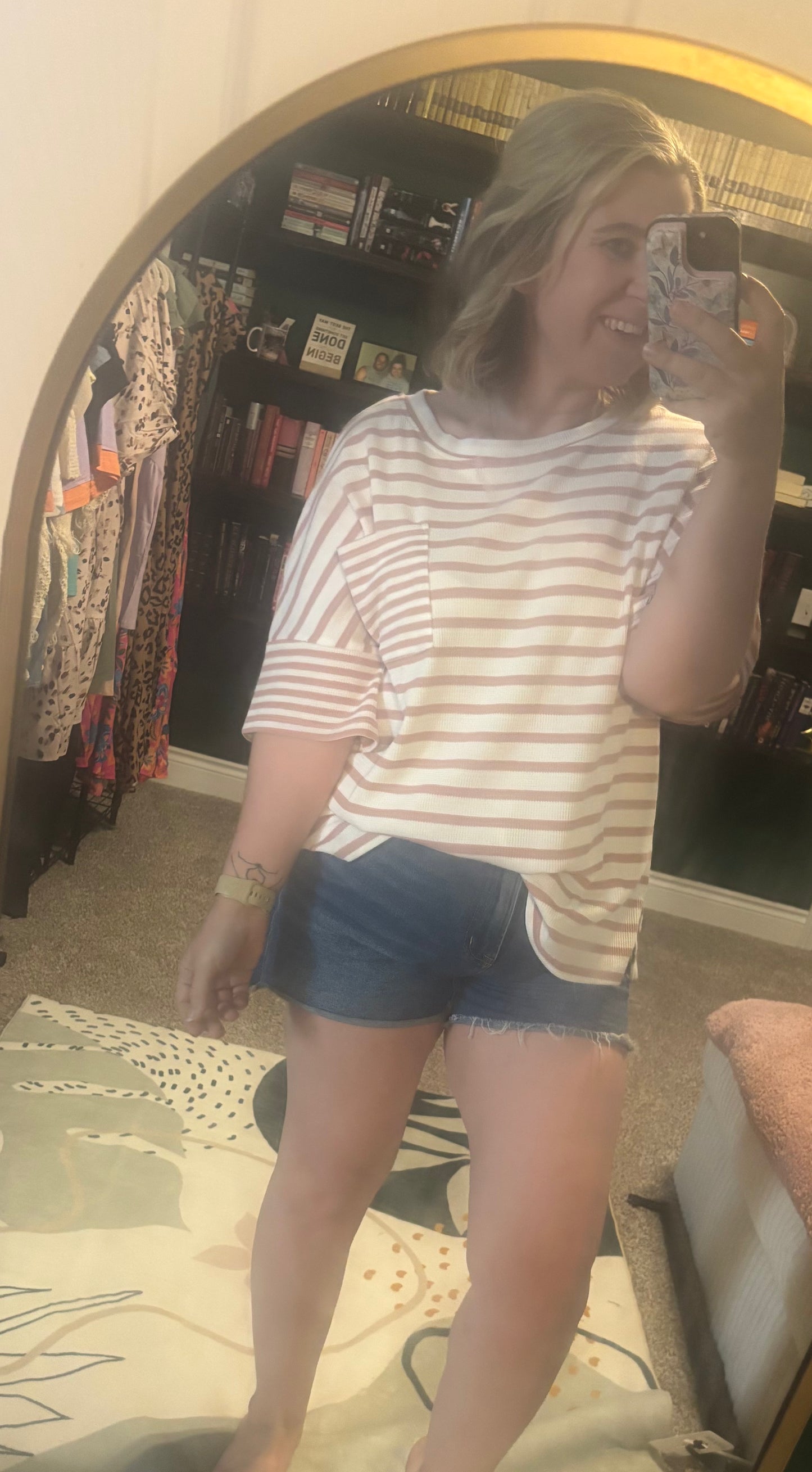 Striped Waffle Knit Top-Plus Size!