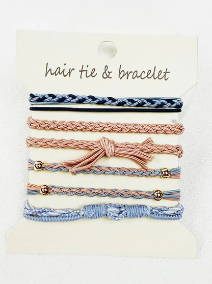 Boho Hair Tie Bracelet Set