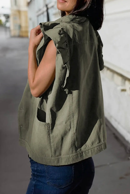 Olive Denim Vest
