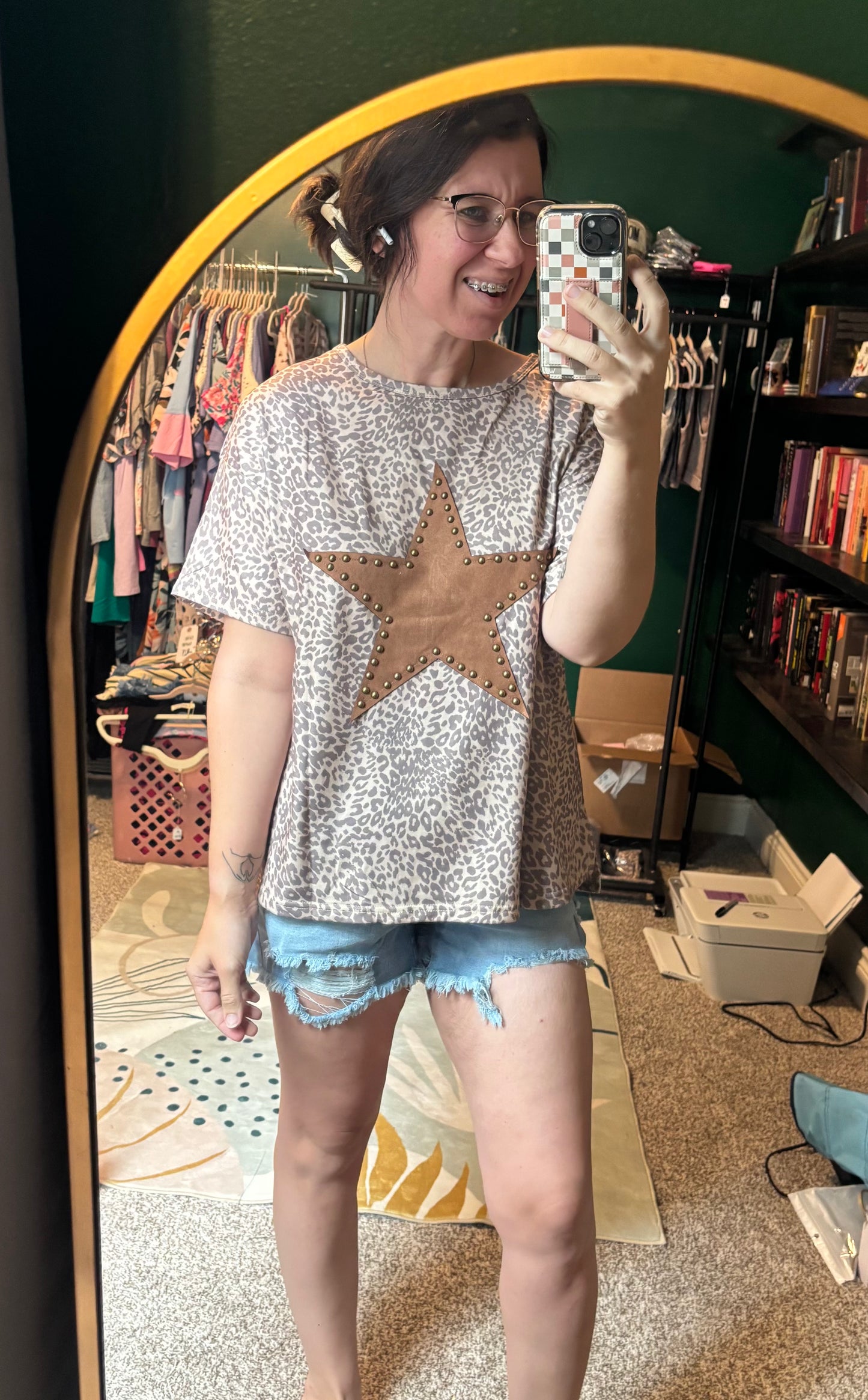 Leopard Retro Star Studded Tee