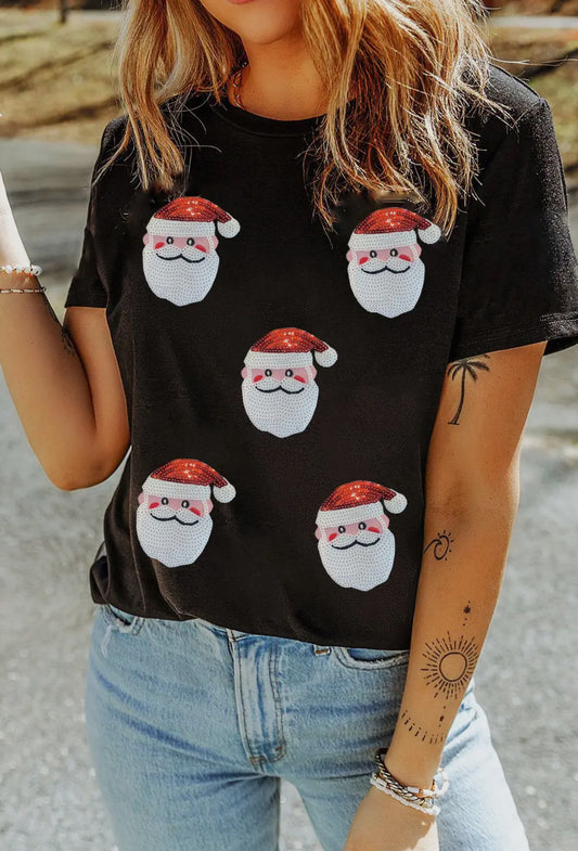 Sequin Santa Claus Graphic Tee