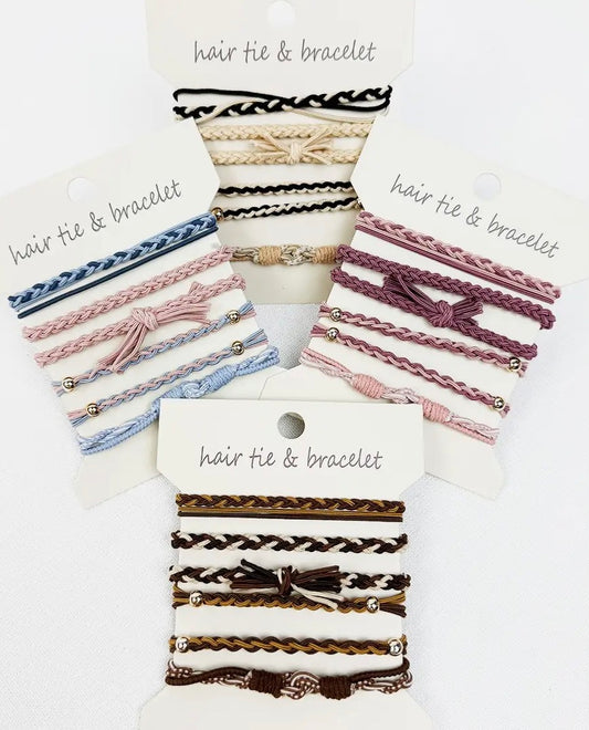 Boho Hair Tie Bracelet Set