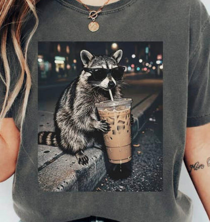 Iced Coffee Raccoon Tee
